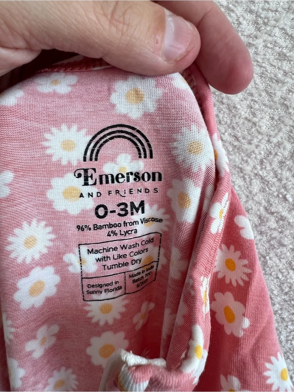 Emerson & Friends Baby Bamboo Ruffles One Piece Zip Pajamas Size 0-3 Months